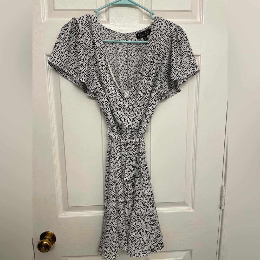 Black and white wrap dress